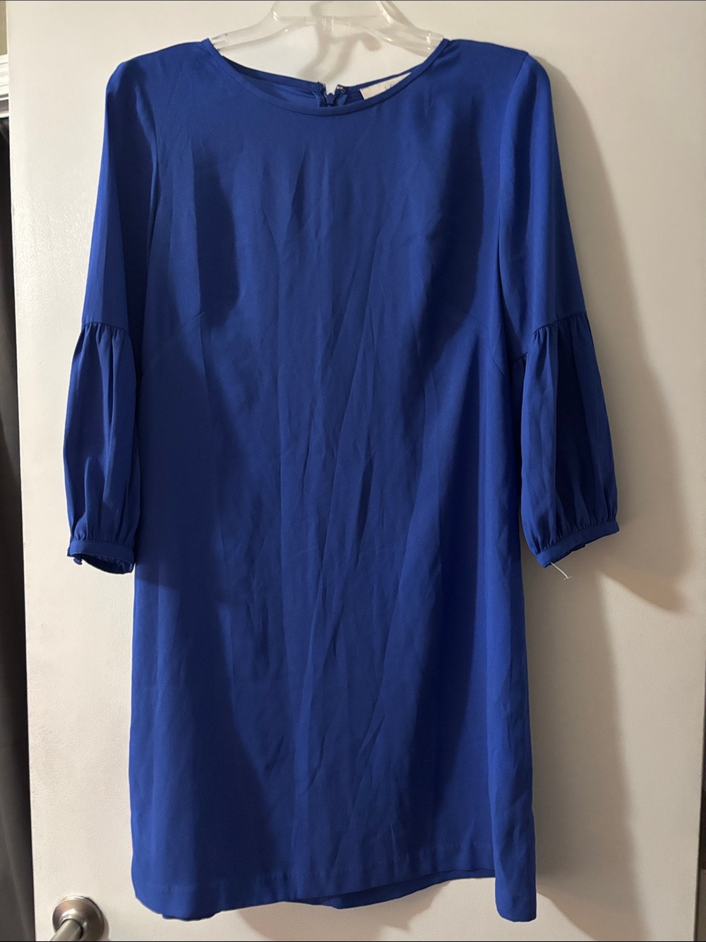 LOFT Royal Blue Mini Dress with 3/4 Puff Sleeves